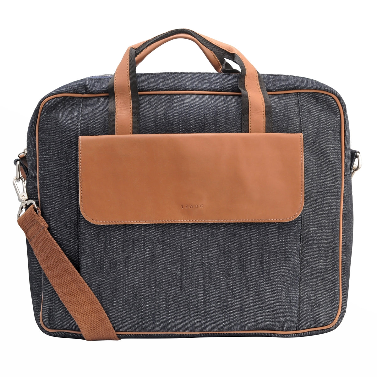 TZARO Canvas - Genuine Leather Laptop Bag: JUNSTINBLACK