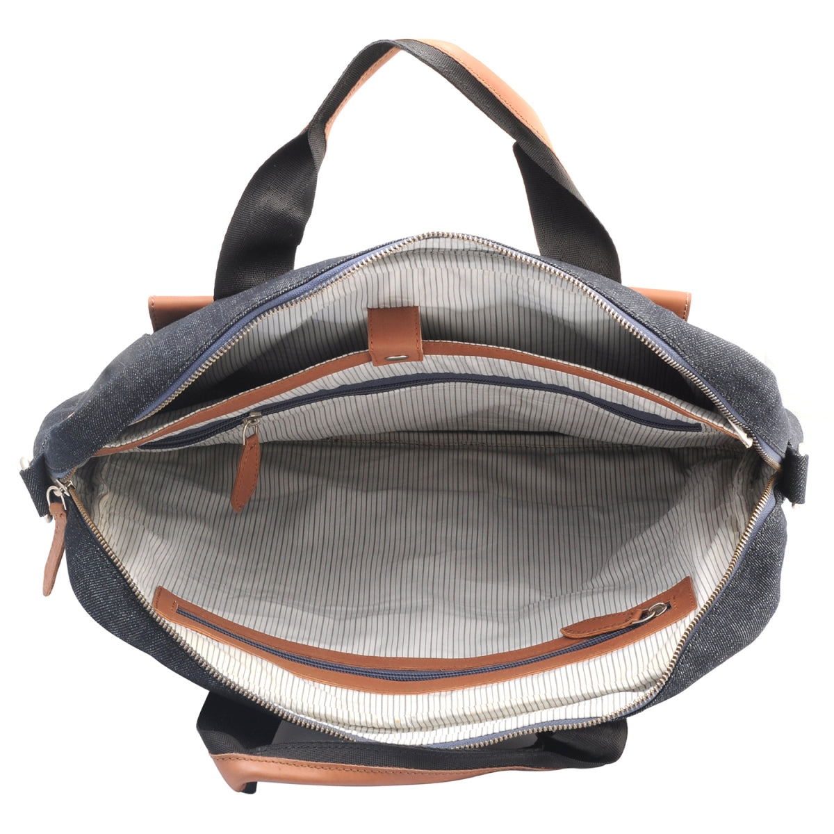 TZARO Canvas - Genuine Leather Laptop Bag: JUNSTINBLACK