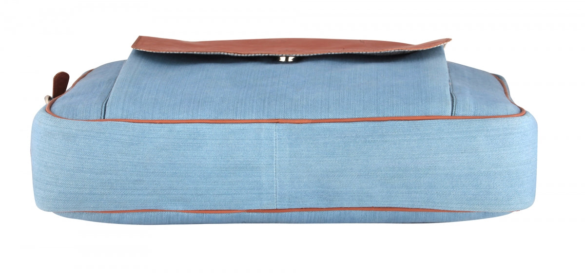 TZARO Canvas - Genuine Leather Laptop Bag: Justin(Blue-Tan)