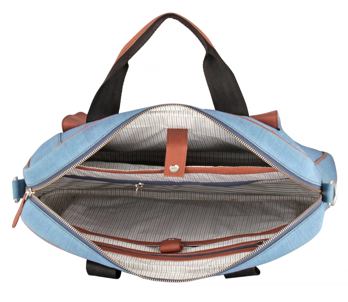 TZARO Canvas - Genuine Leather Laptop Bag: Justin(Blue-Tan)
