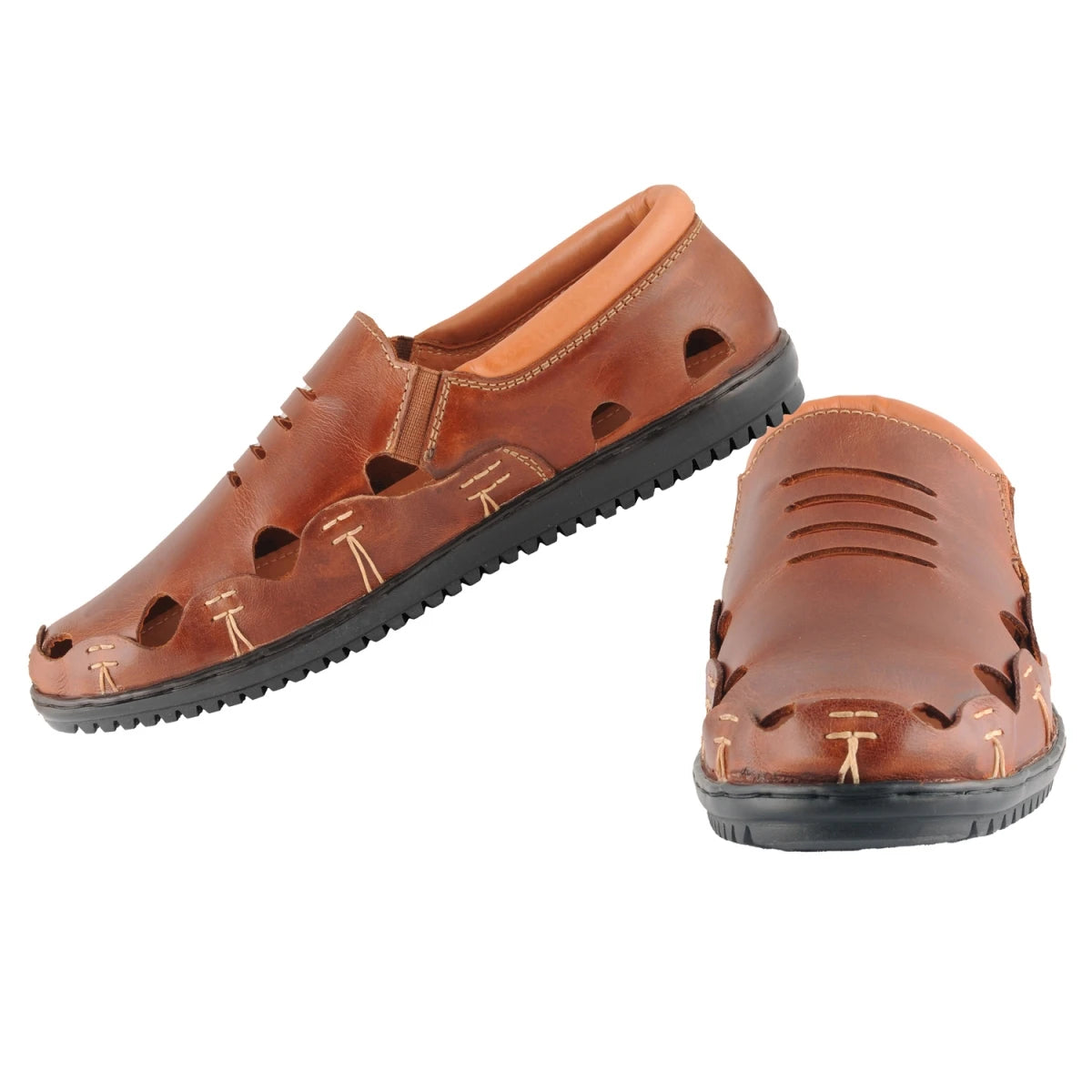 Pure Leather Tan Colored Sandal with Powerful Grip - Kenya