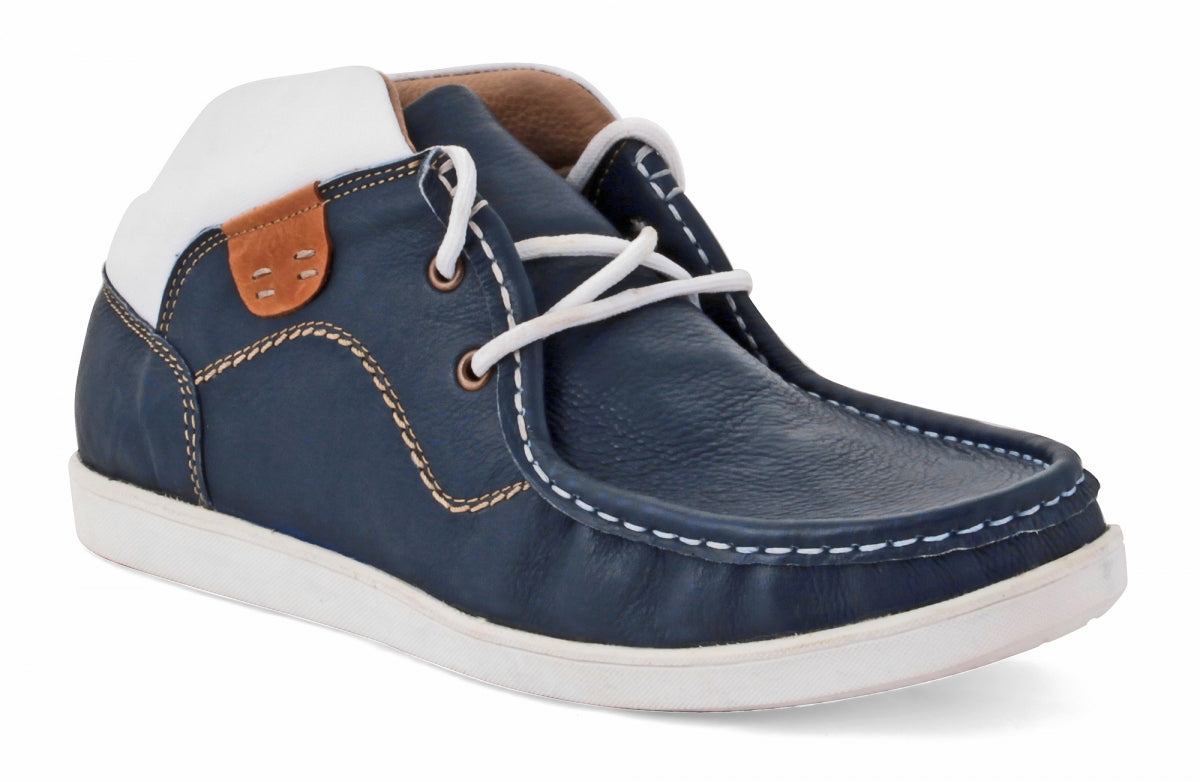 Navy Blue Genuine Leather Low Ankle Boots Online