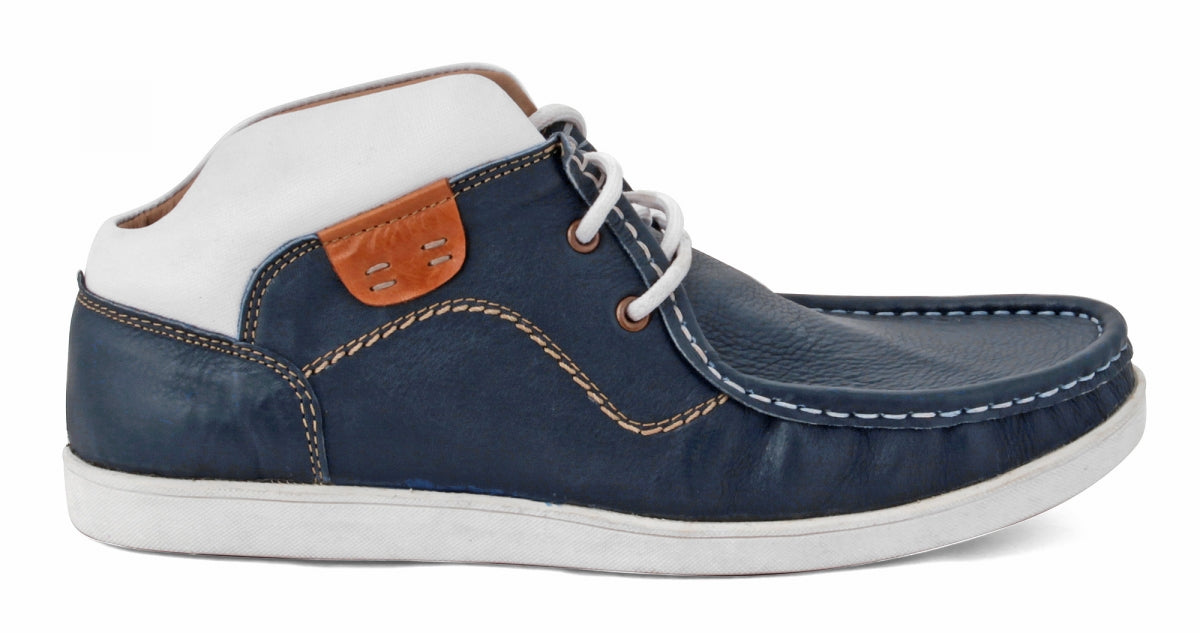 TZARO Genuine Leather Navy Blue Boots - Blue Bismark