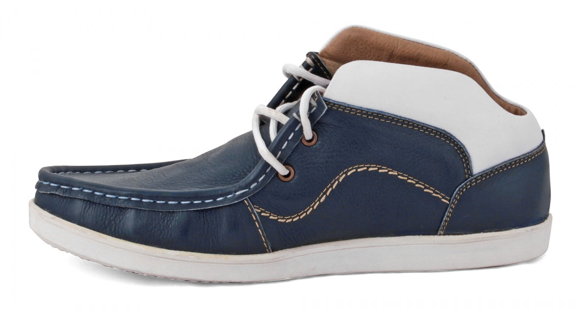 TZARO Genuine Leather Navy Blue Boots - Blue Bismark