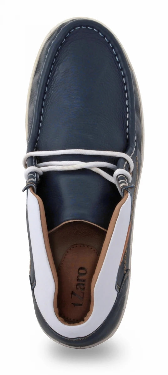 Pure Leather Low Ankle, Blue Boots with Rubber Sole - Bismark (Blue), LIV0503NAV