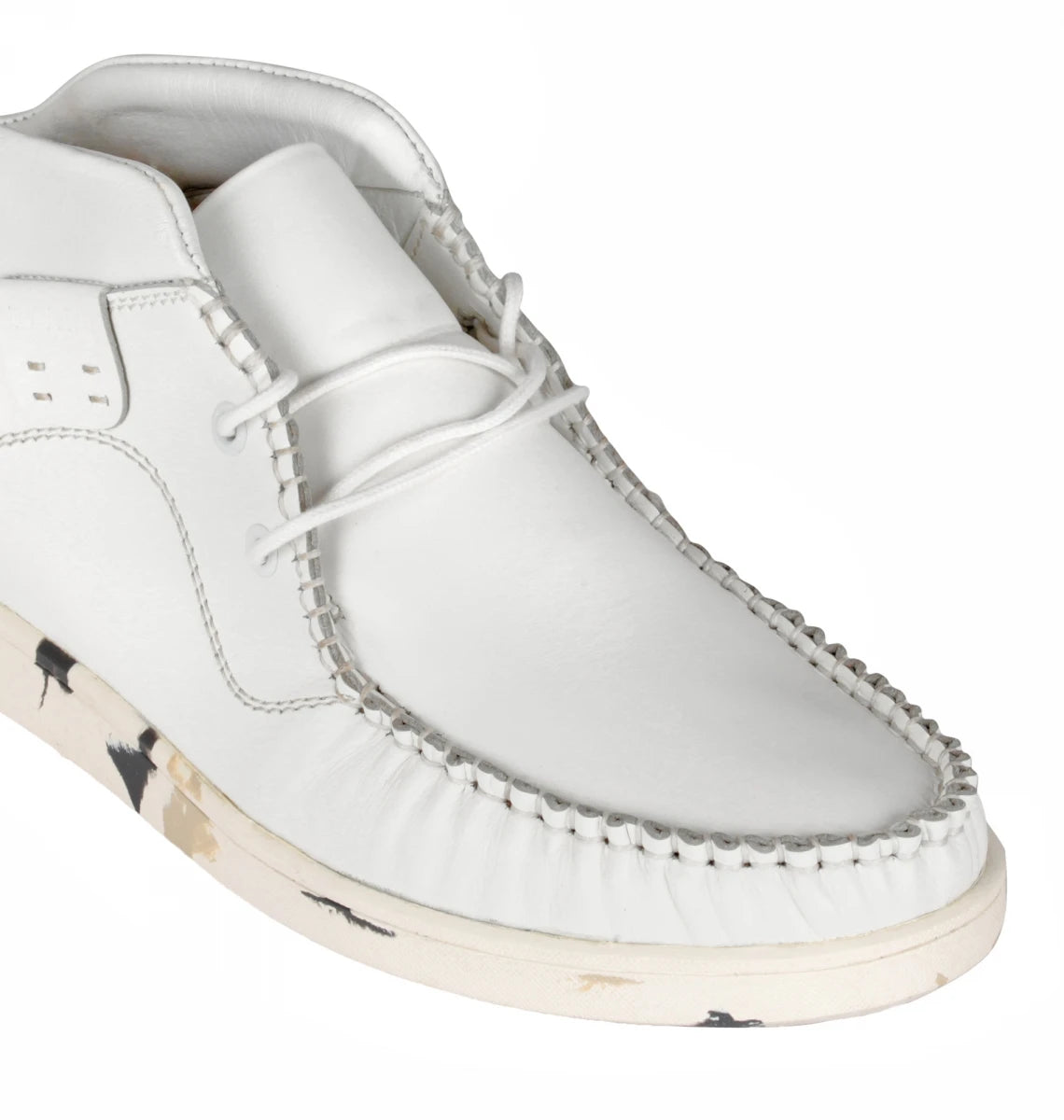 Pure Leather Mid Ankle, White Boots - Bieber, LIV0504CAMWH