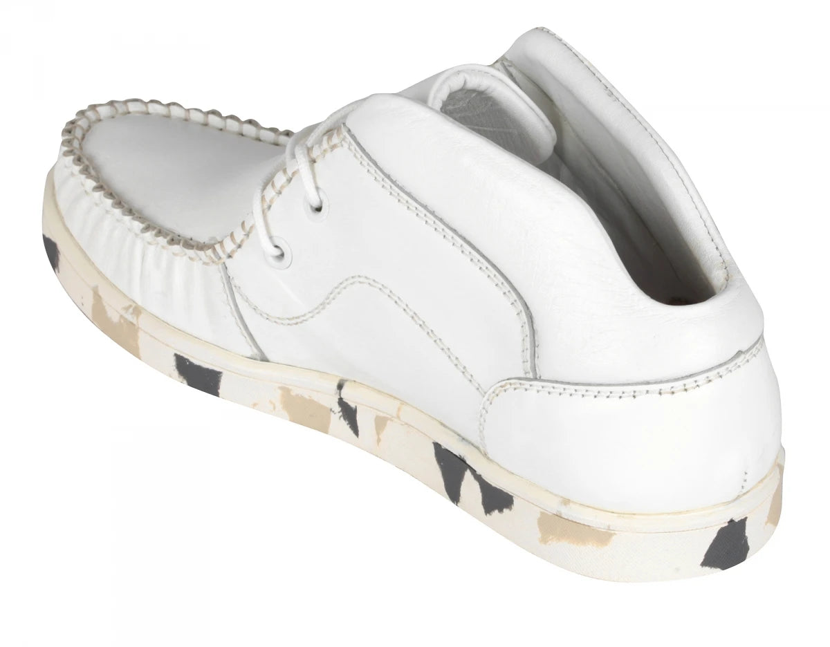 Pure Leather Mid Ankle, White Boots - Bieber, LIV0504CAMWH