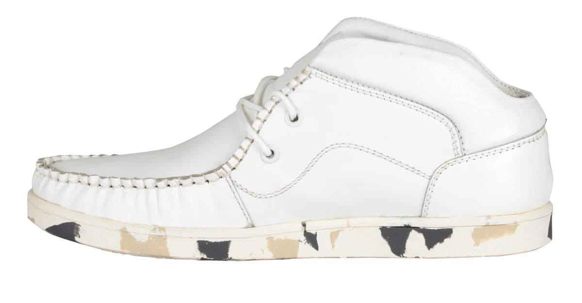 Pure Leather Mid Ankle, White Boots - Bieber, LIV0504CAMWH