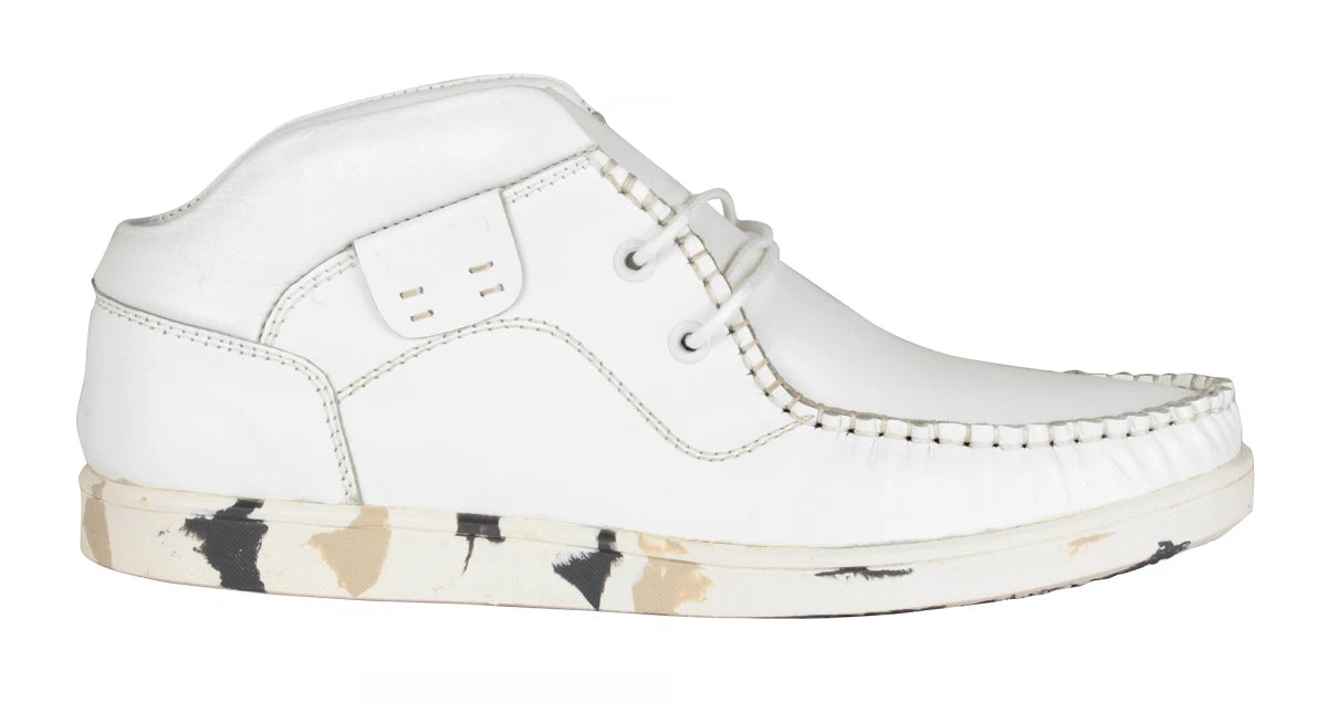 Pure Leather Mid Ankle, White Boots - Bieber, LIV0504CAMWH