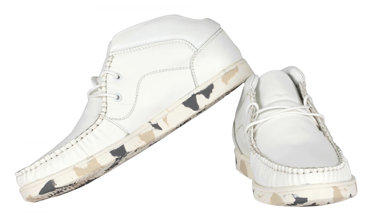 Pure Leather Mid Ankle, White Boots - Bieber, LIV0504CAMWH