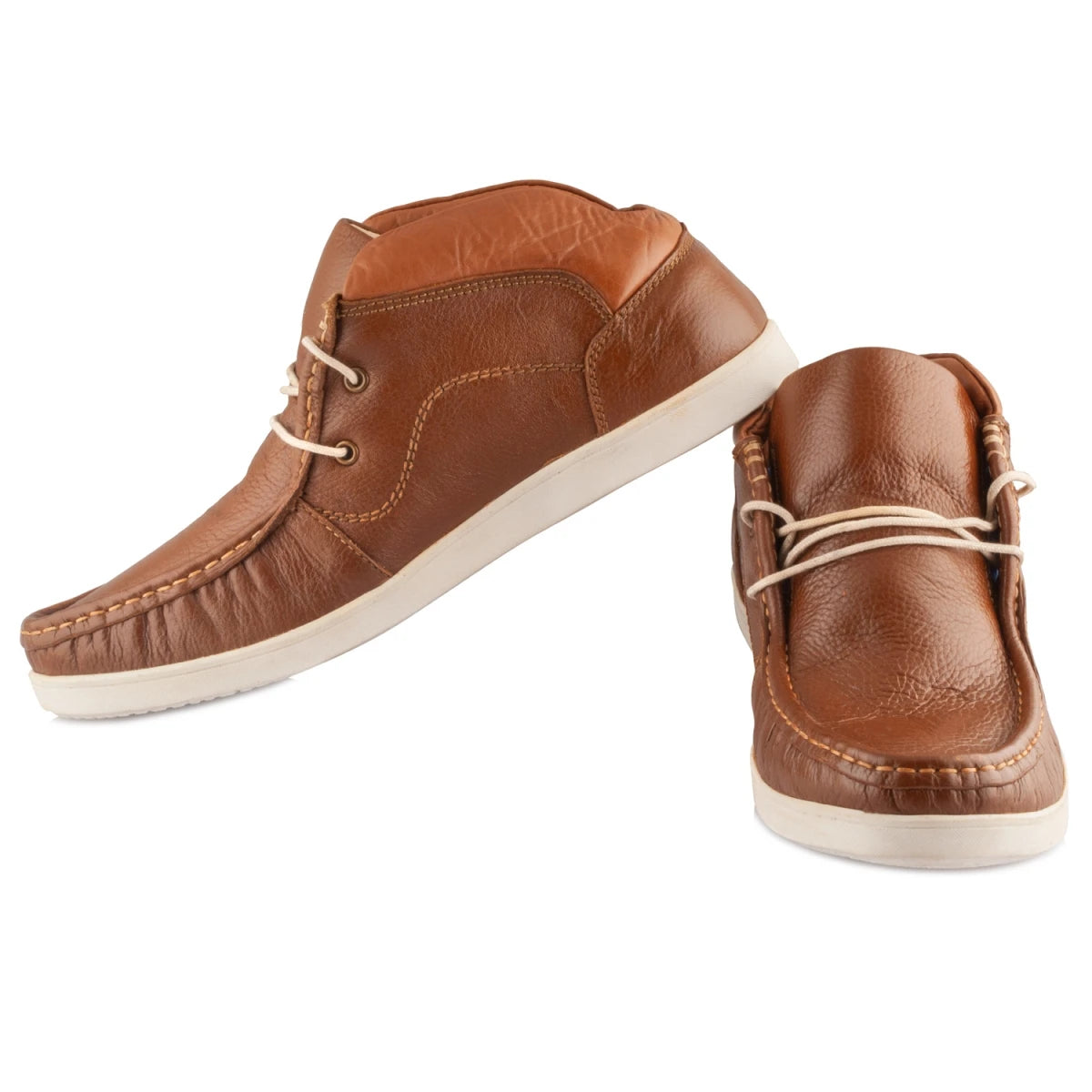 Pure Leather Low Ankle, Tan Boots with Rubber Sole - Bismark(Tan), LIV0506TAN