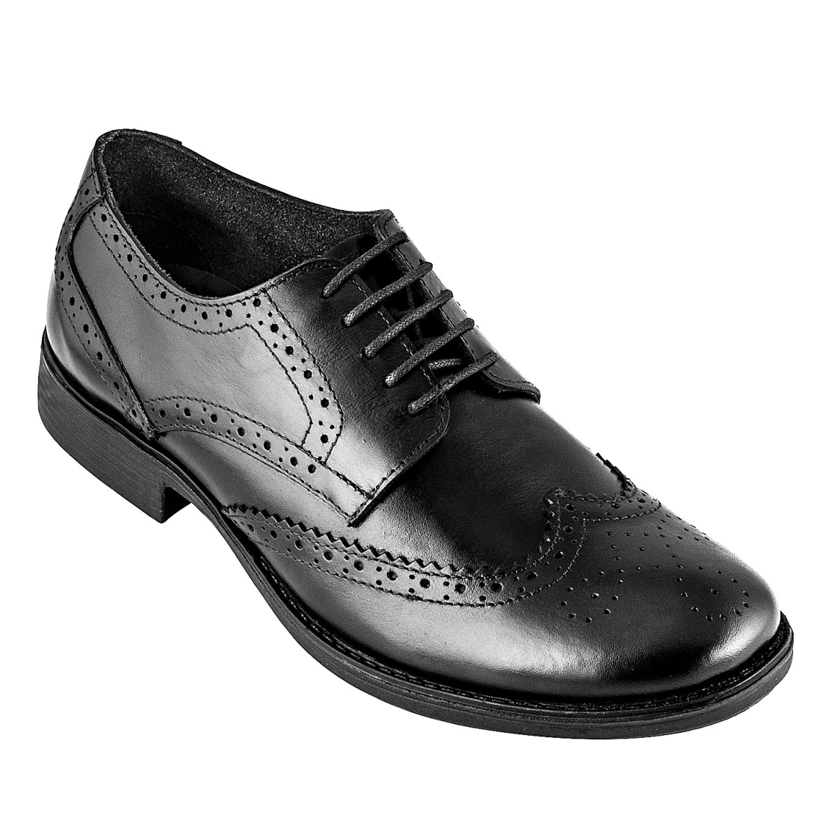 Pure Leather Formal Black Brogue – ADJ, MFBRG529BL