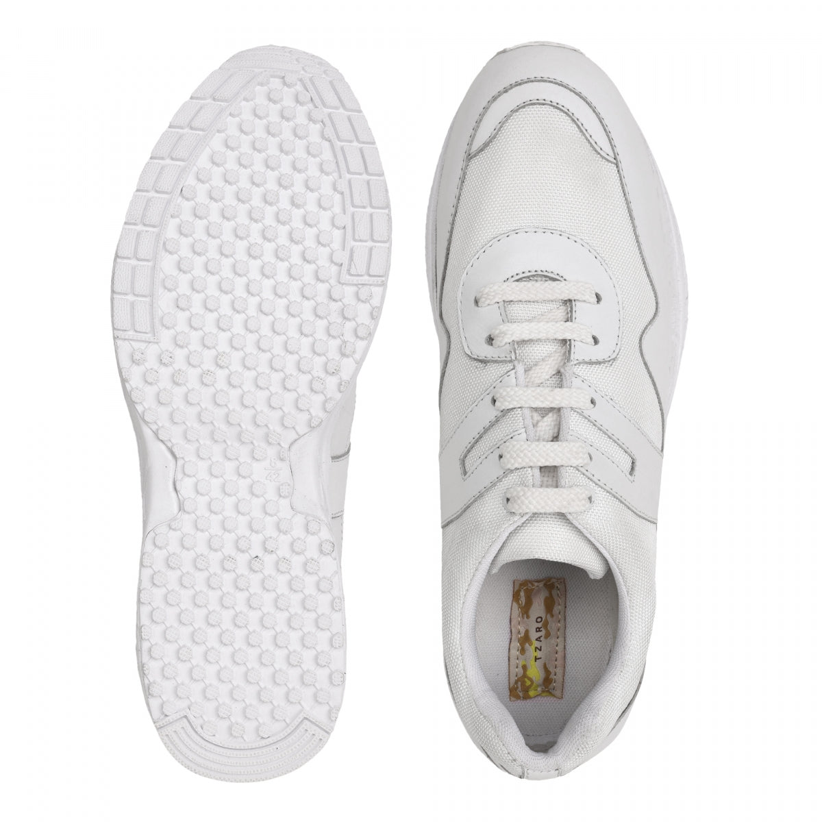 TZARO White Running Shoe with Leather & Powerful Cushioning - MarathonJCO