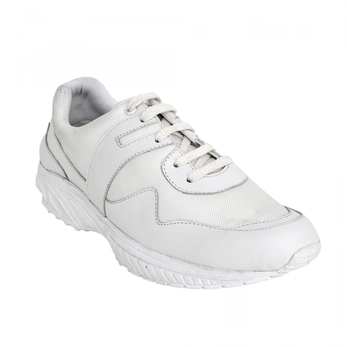 Pure Leather White Sports Shoes with Rubber Outsole - MarathonJCO