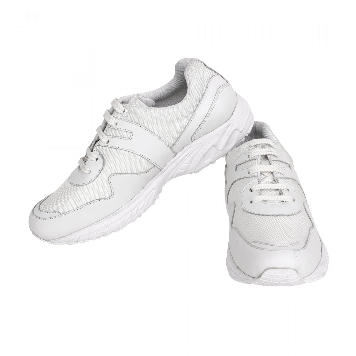 TZARO White Running Shoe with Leather & Powerful Cushioning - MarathonJCO