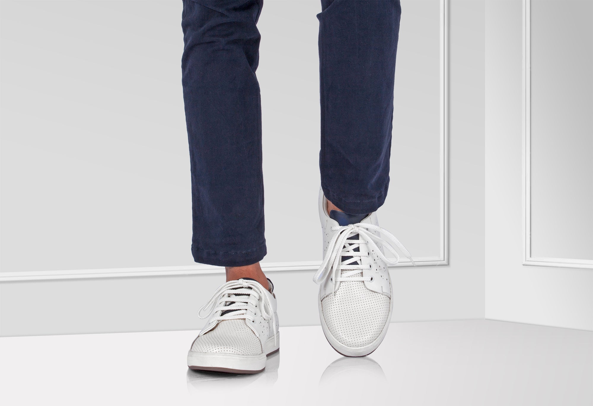 Pure Leather White Sneakers - Elvis, OPT301WHIT - Showcase Image 3