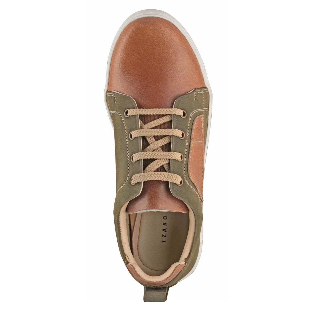 TZARO Olive and Tan Color Leather Shoes - Optimus, OPT303OLVTAN