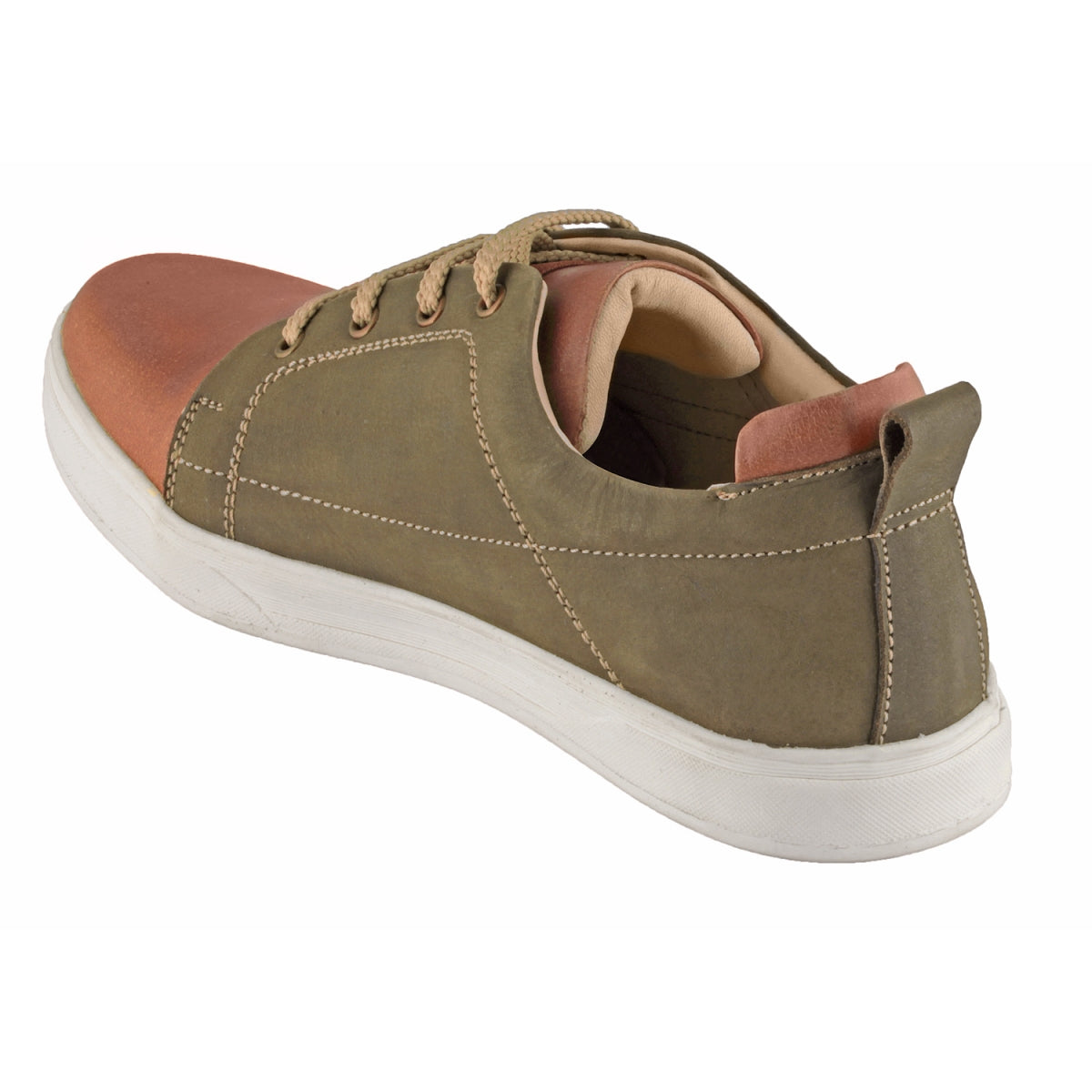 TZARO Olive and Tan Color Leather Shoes - Optimus, OPT303OLVTAN