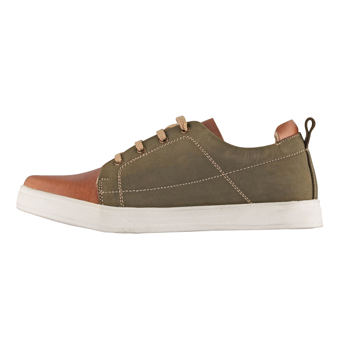 TZARO Olive and Tan Color Leather Shoes - Optimus, OPT303OLVTAN