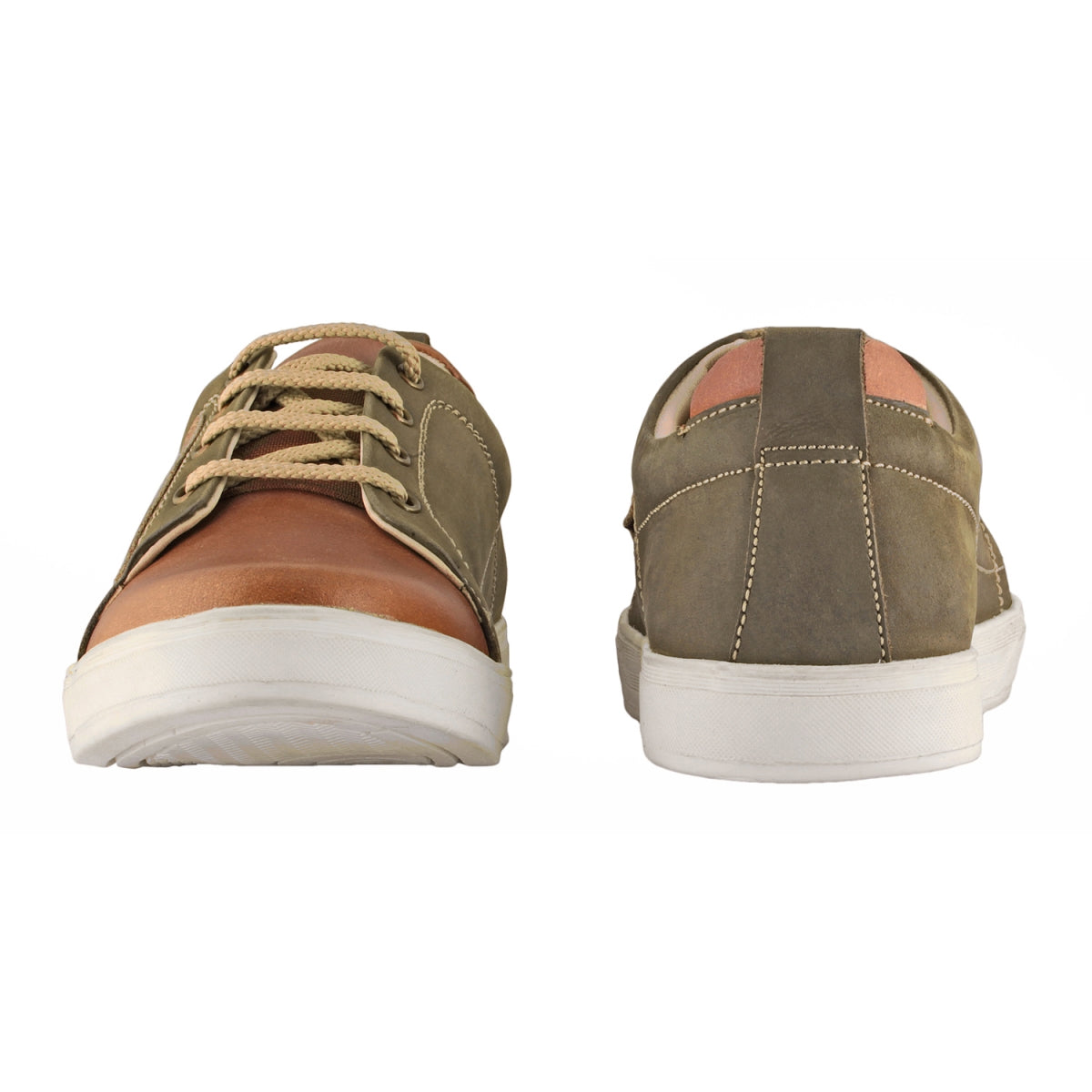 TZARO Olive and Tan Color Leather Shoes - Optimus, OPT303OLVTAN