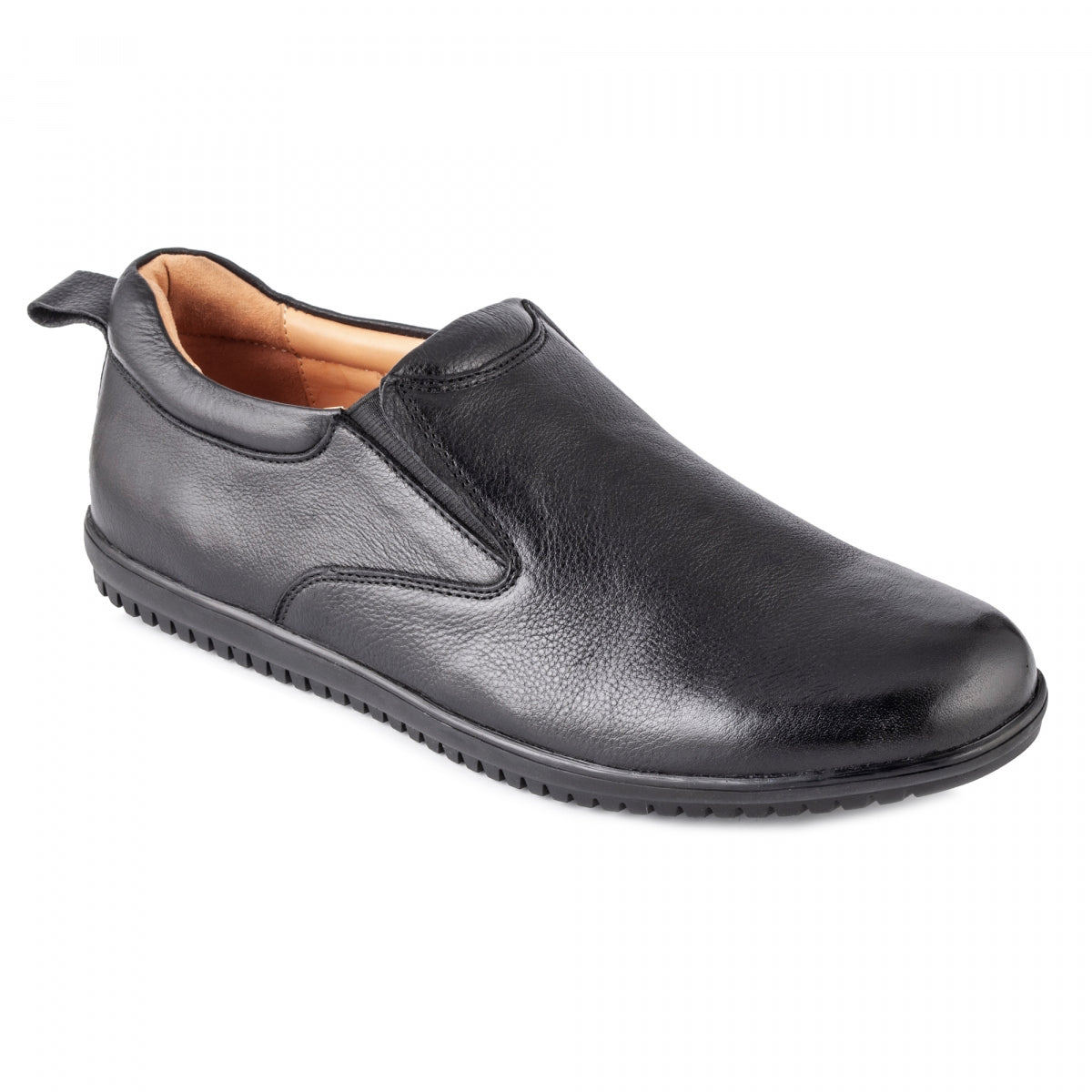 Pure Leather Super Comfortable Black Slip-on Shoe with Rubber Sole – Ibex (Black), PANRUN101