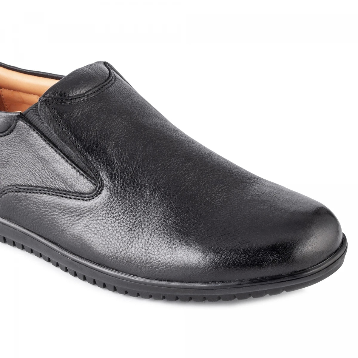 Pure Leather Super Comfortable Black Slip-on Shoe with Rubber Sole – Ibex (Black), PANRUN101