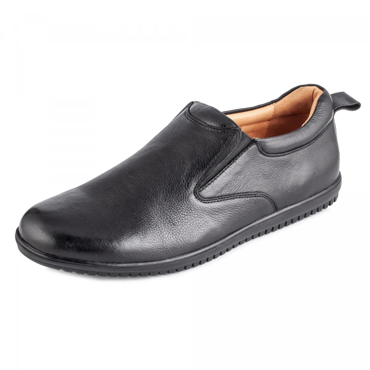 Pure Leather Super Comfortable Black Slip-on Shoe with Rubber Sole – Ibex (Black), PANRUN101