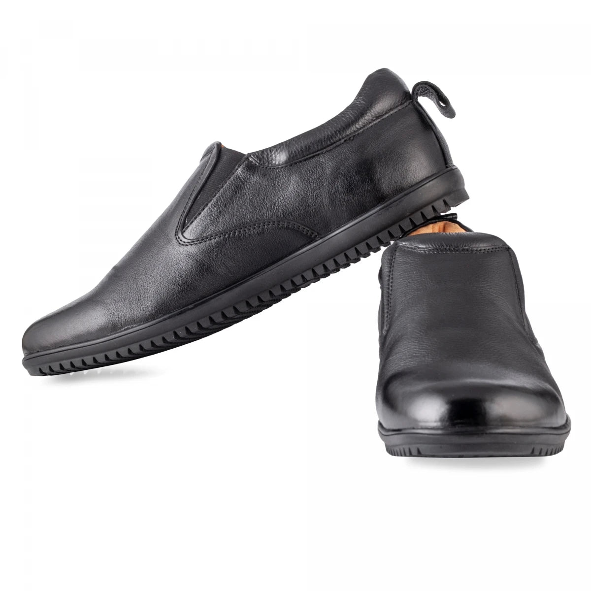 Pure Leather Super Comfortable Black Slip-on Shoe with Rubber Sole – Ibex (Black), PANRUN101