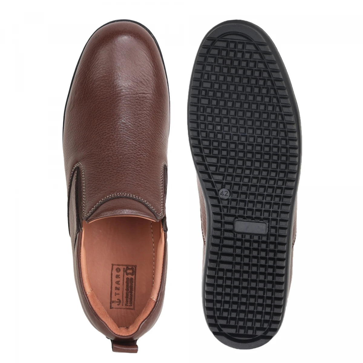 Pure Leather Cherry Color Slip-on Shoe with Anti Skid Rubber Sole- Ibex(Cherry), PANRUN102