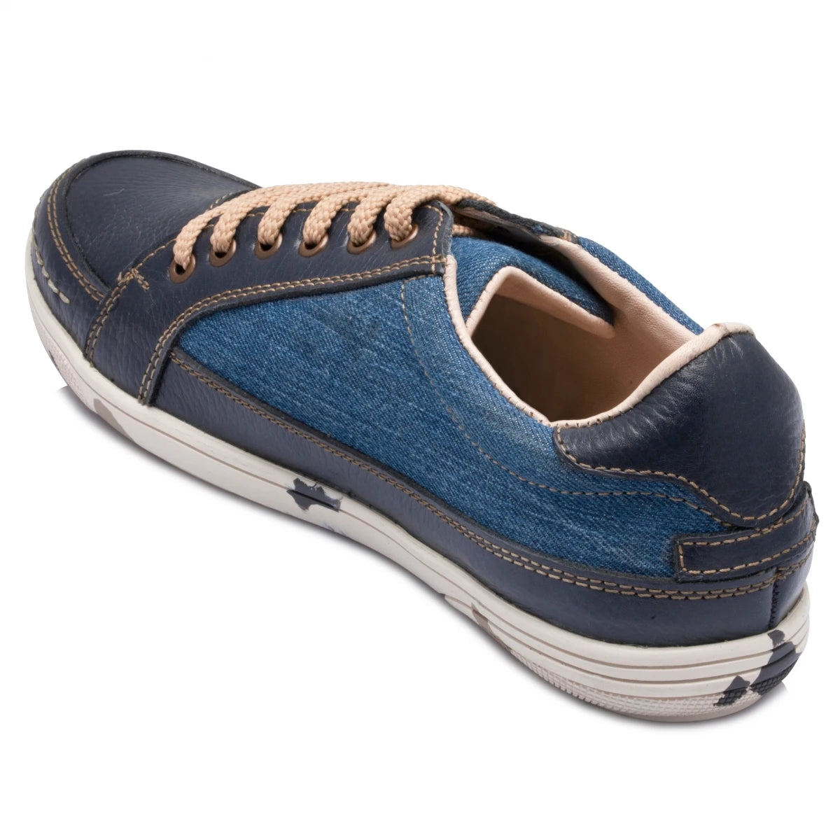 Pure Leather Blue Sneaker with a Touch of Denim- ROCAN410BLZ