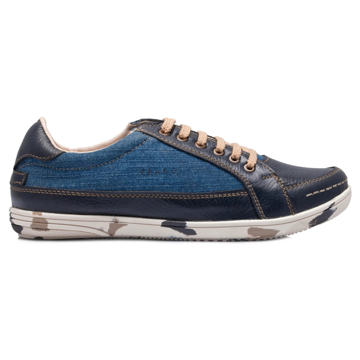 Pure Leather Blue Sneaker with a Touch of Denim- ROCAN410BLZ