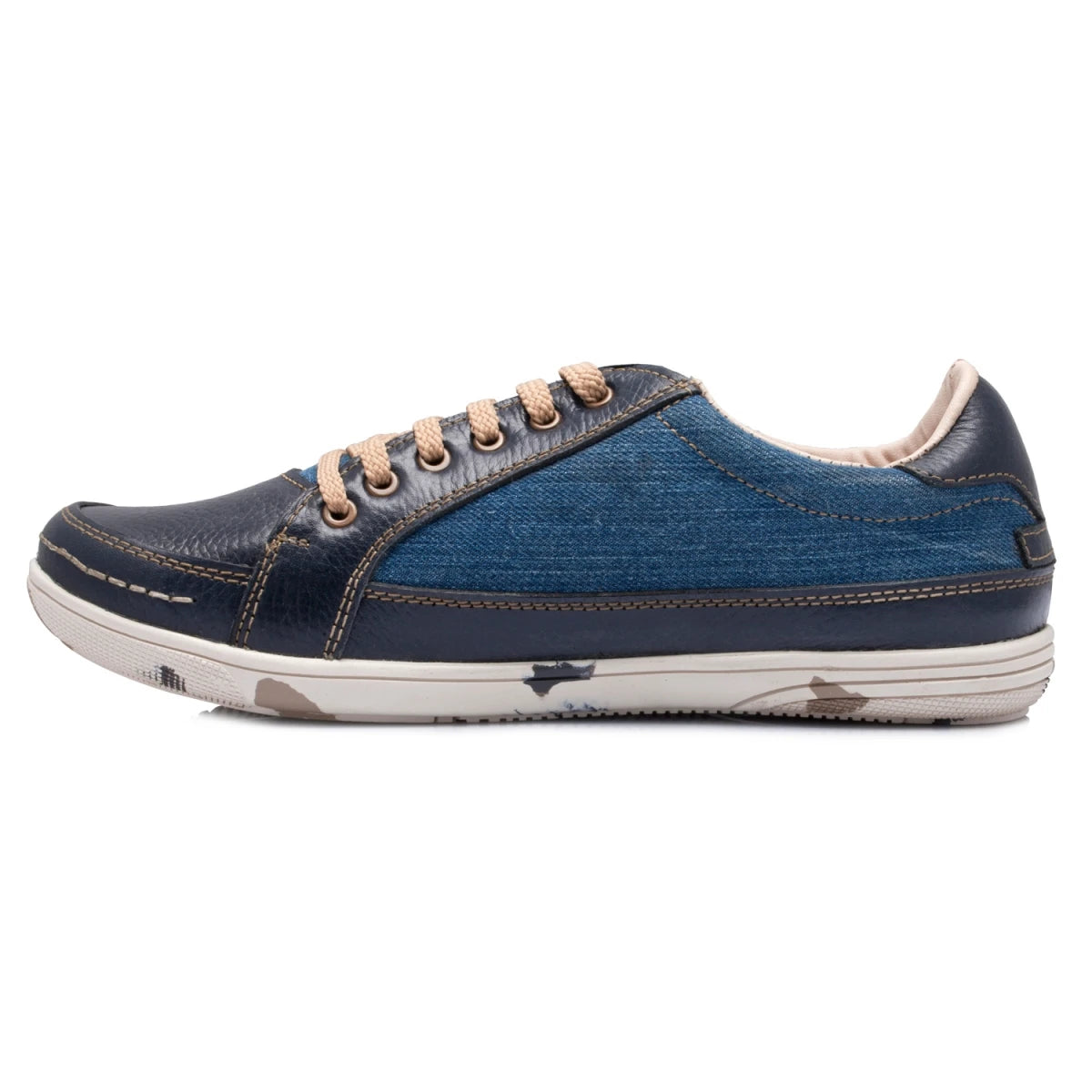 Pure Leather Blue Sneaker with a Touch of Denim- ROCAN410BLZ