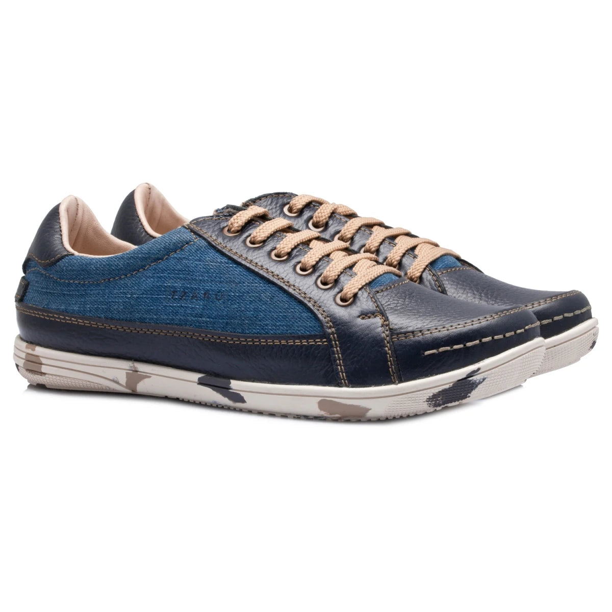 Pure Leather Blue Sneaker with a Touch of Denim- ROCAN410BLZ