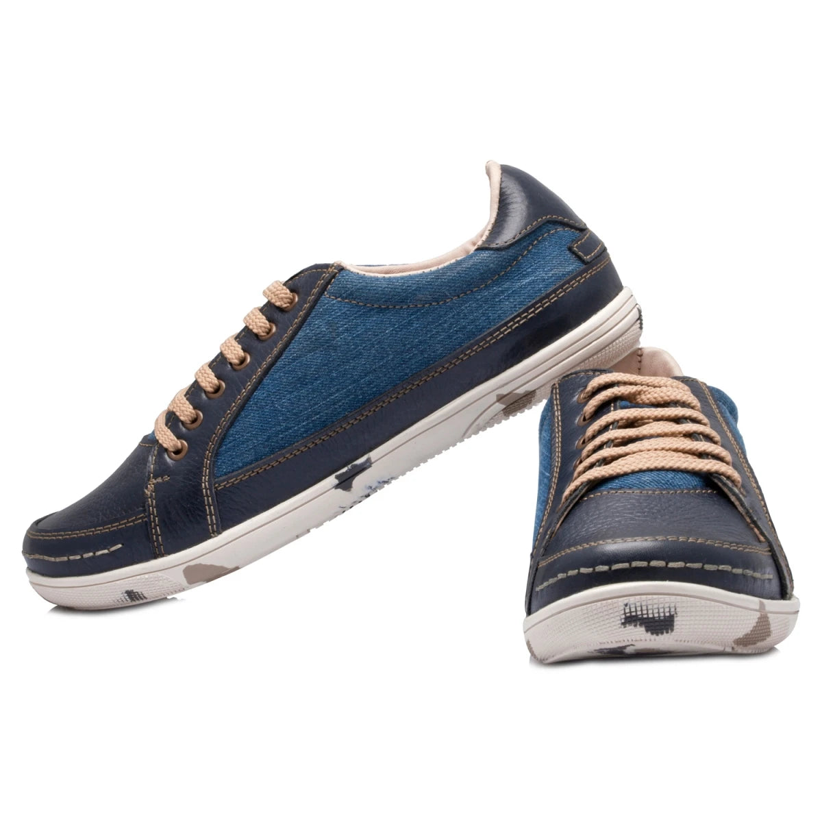 Pure Leather Blue Sneaker with a Touch of Denim- ROCAN410BLZ