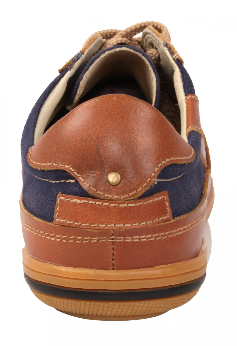Pure Leather Tan Sneakers with a Touch of Denim - RODEN411TAN