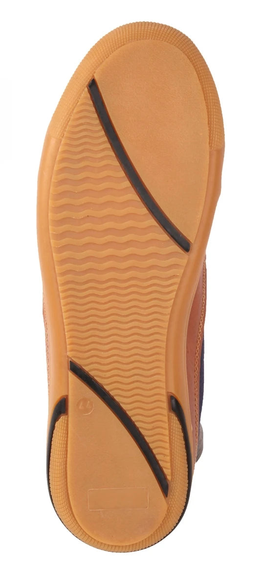 Pure Leather Tan Sneakers with a Touch of Denim - RODEN411TAN