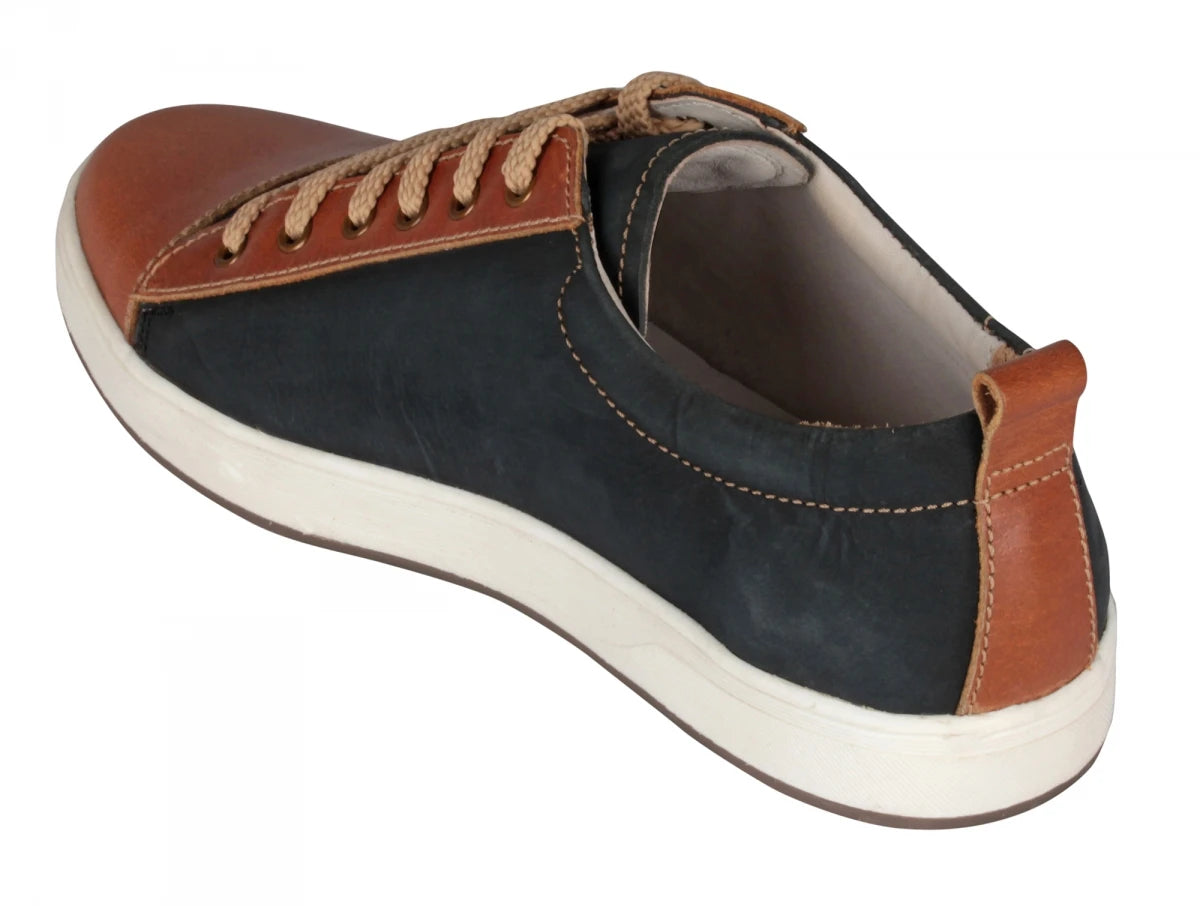 Pure Leather Twin-Color Sneakers - Cobain Black, ROM201BLKTAN