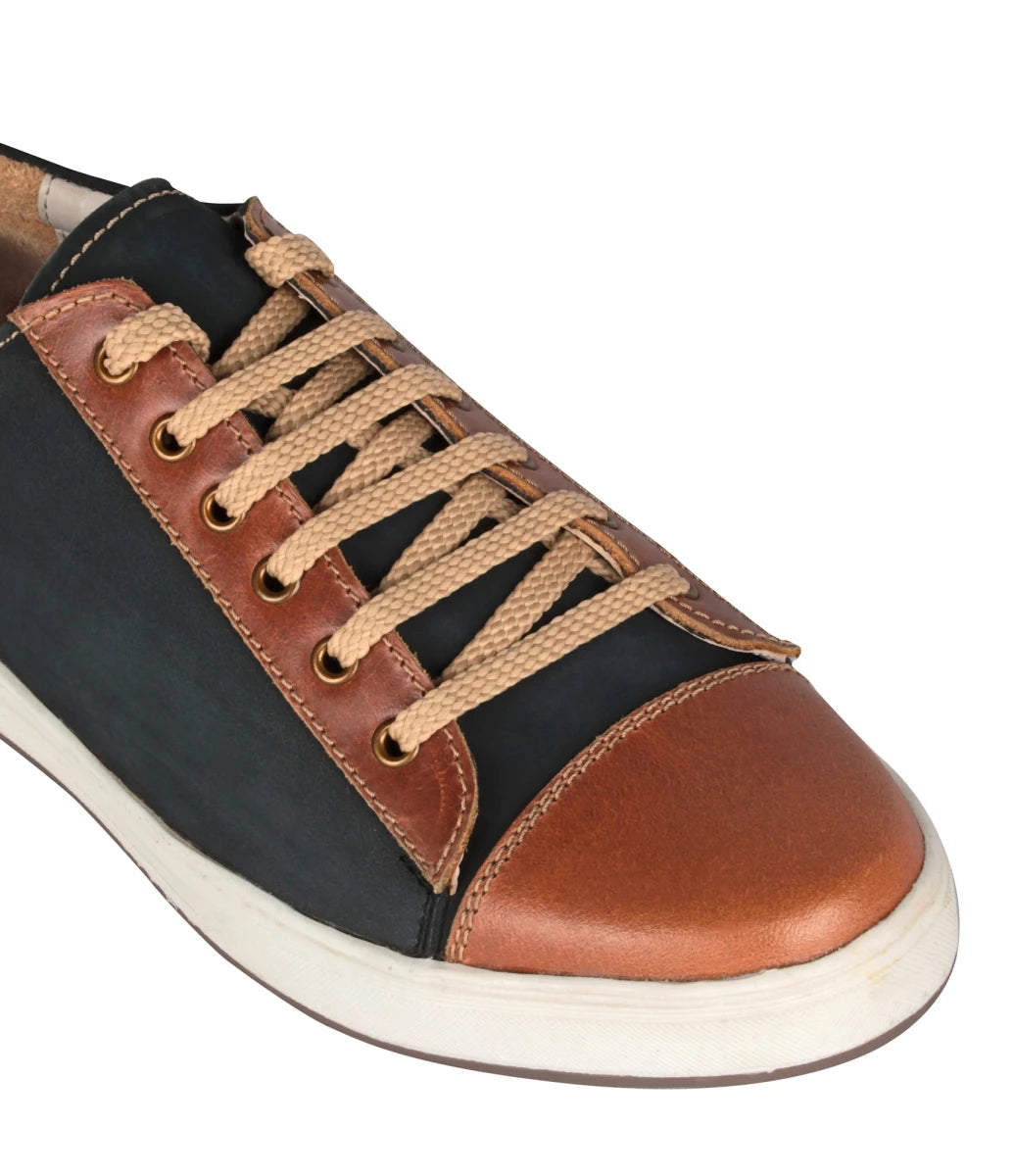 Pure Leather Twin-Color Sneakers - Cobain Black, ROM201BLKTAN