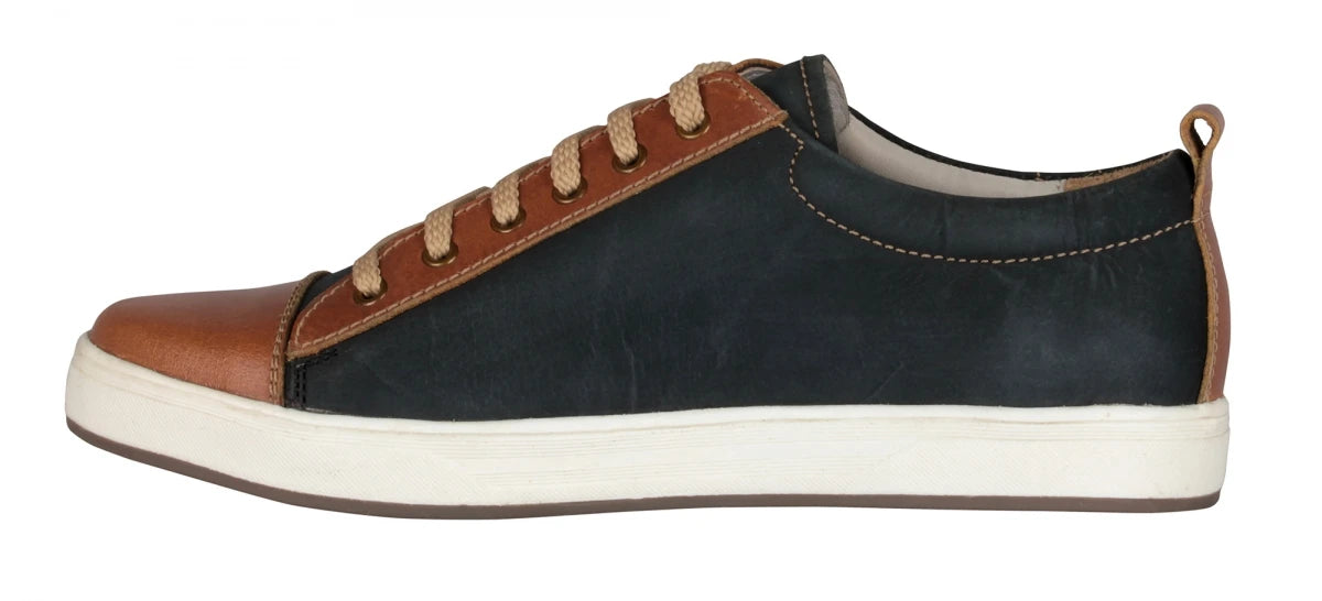Pure Leather Twin-Color Sneakers - Cobain Black, ROM201BLKTAN