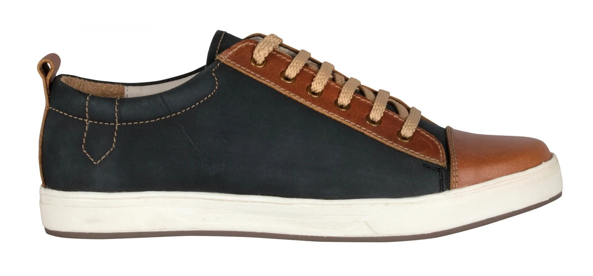 Pure Leather Twin-Color Sneakers - Cobain Black, ROM201BLKTAN
