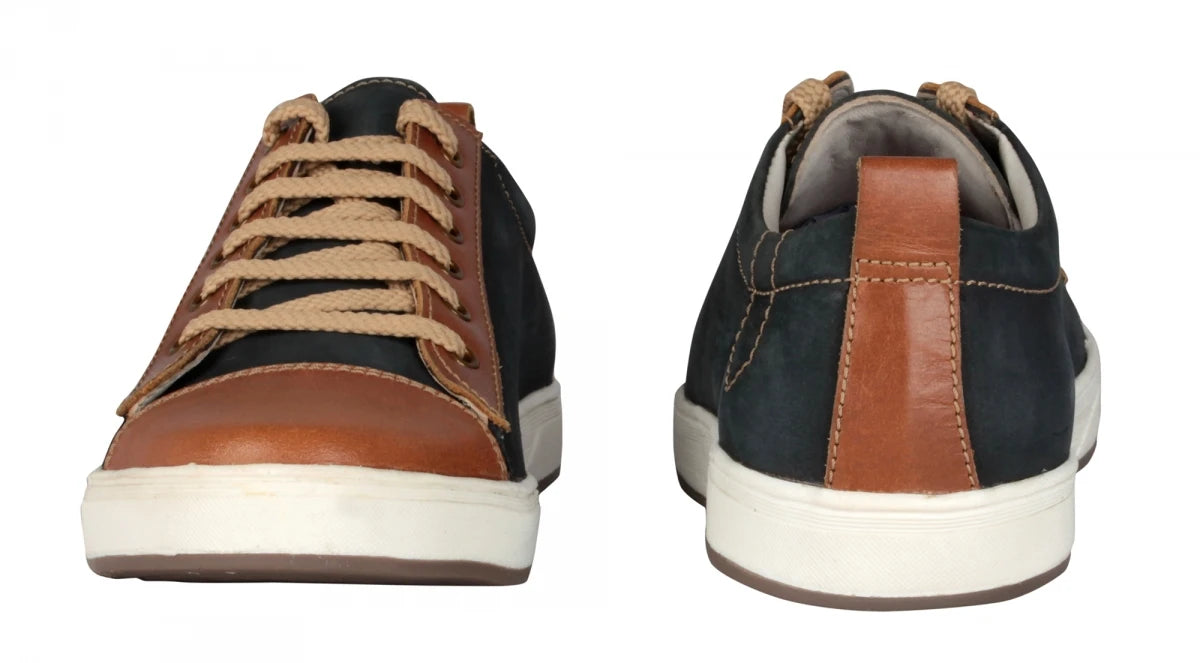 Pure Leather Twin-Color Sneakers - Cobain Black, ROM201BLKTAN