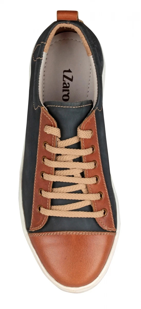 Pure Leather Twin-Color Sneakers - Cobain Black, ROM201BLKTAN