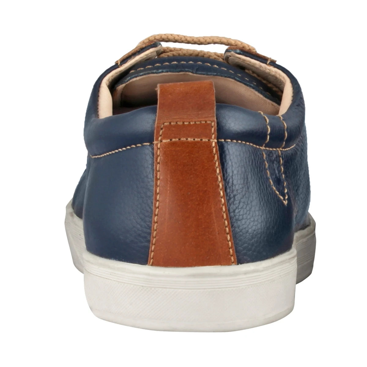 Pure Leather Blue Sneaker with a Touch of Tan - Casanova Blue, ROM202BLUTAN
