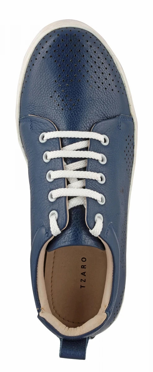 Pure Leather Twin Color Sneaker - Blue Weh, ROM203BLUWAV