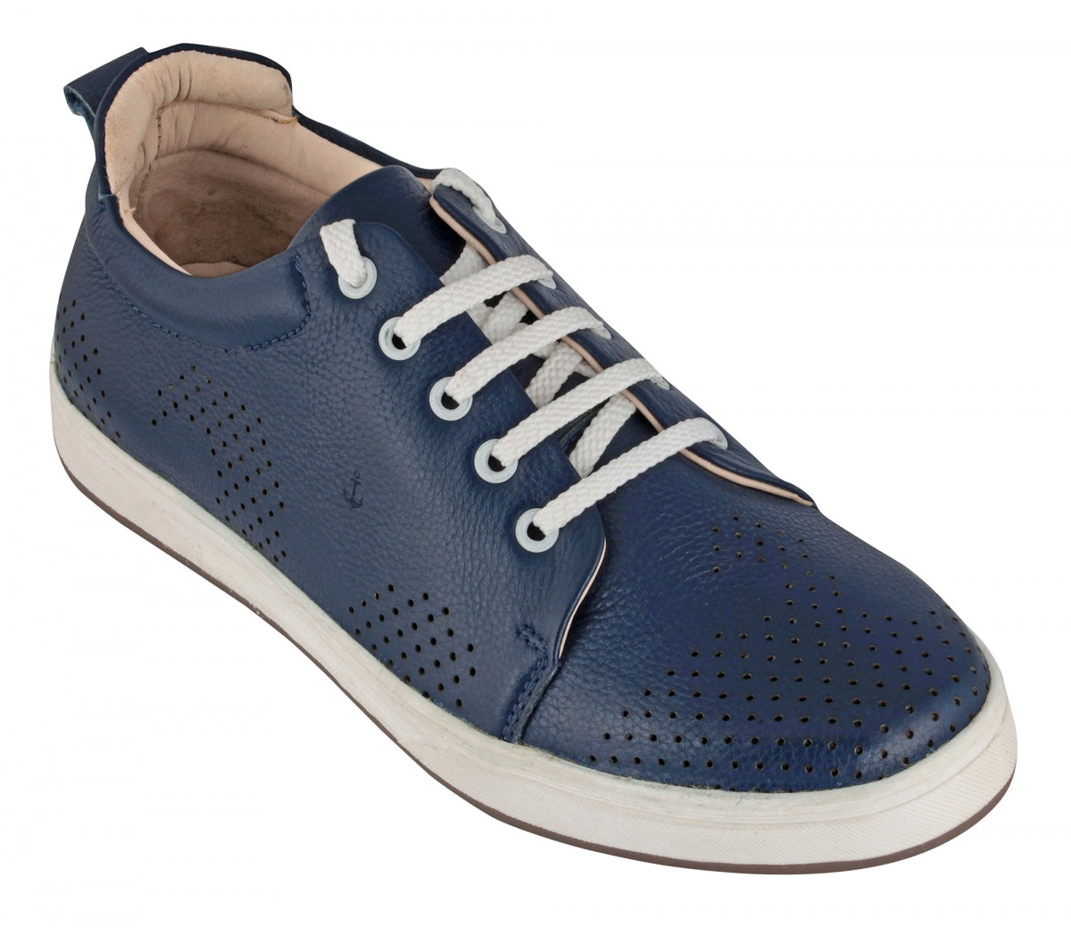 Navy Blue Genuine Leather Sneakers