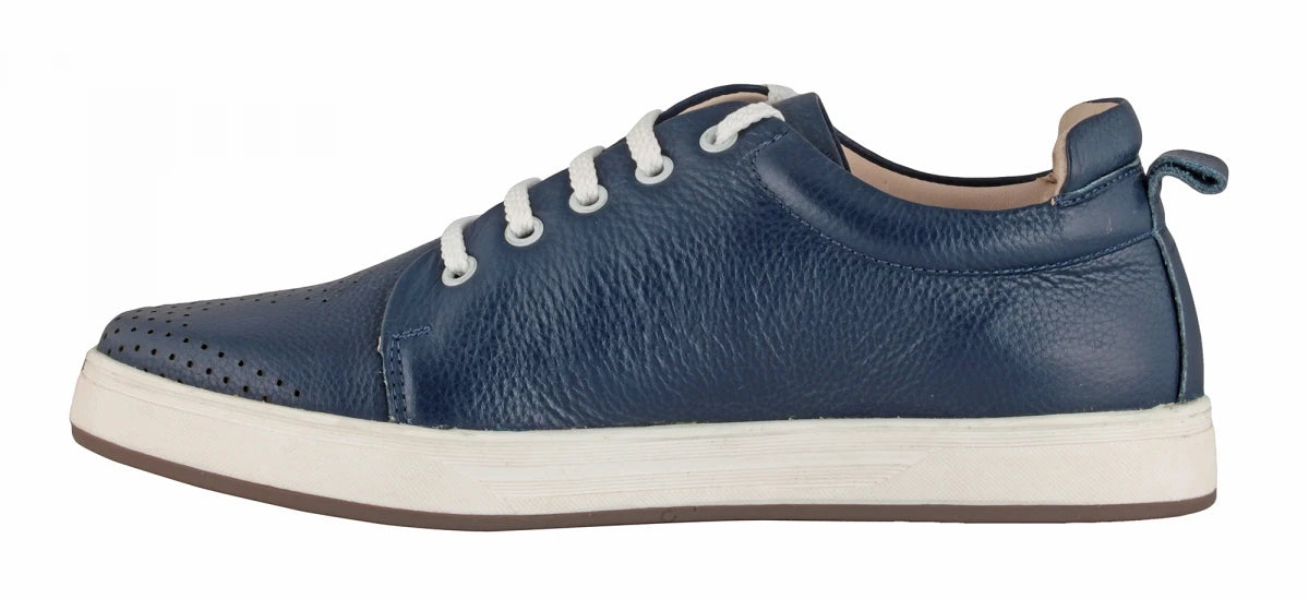 Pure Leather Twin Color Sneaker - Blue Weh, ROM203BLUWAV