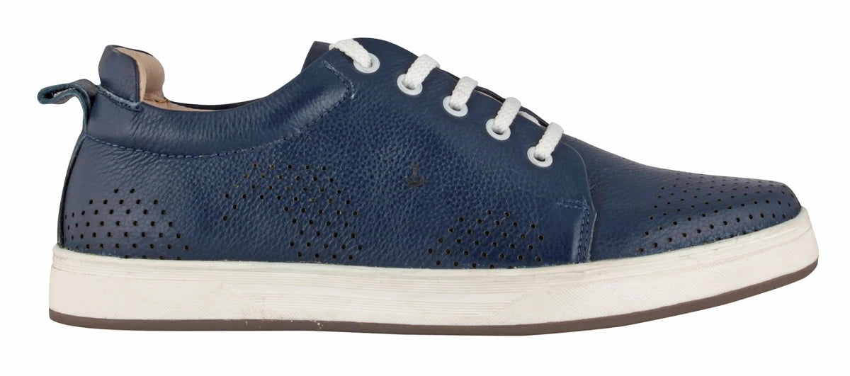 Pure Leather Twin Color Sneaker - Blue Weh, ROM203BLUWAV
