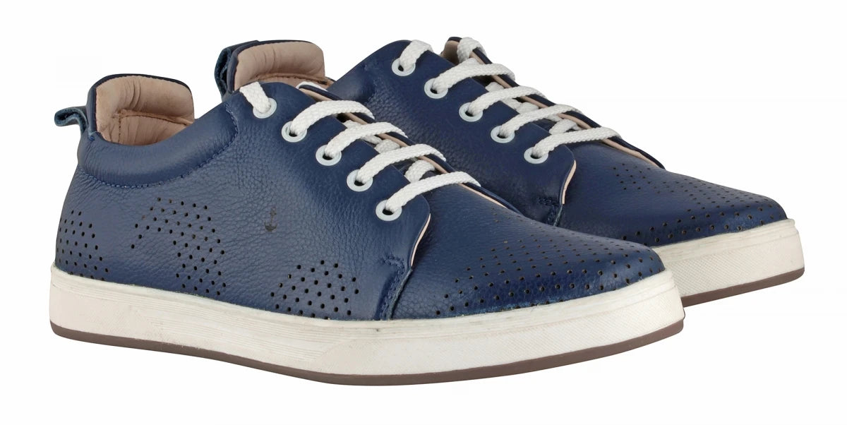 Pure Leather Twin Color Sneaker - Blue Weh, ROM203BLUWAV