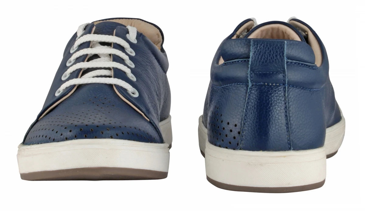Pure Leather Twin Color Sneaker - Blue Weh, ROM203BLUWAV