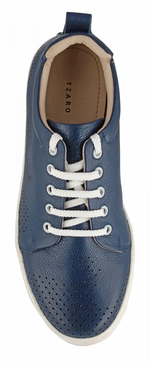 Pure Leather Twin Color Sneaker - Blue Weh, ROM203BLUWAV